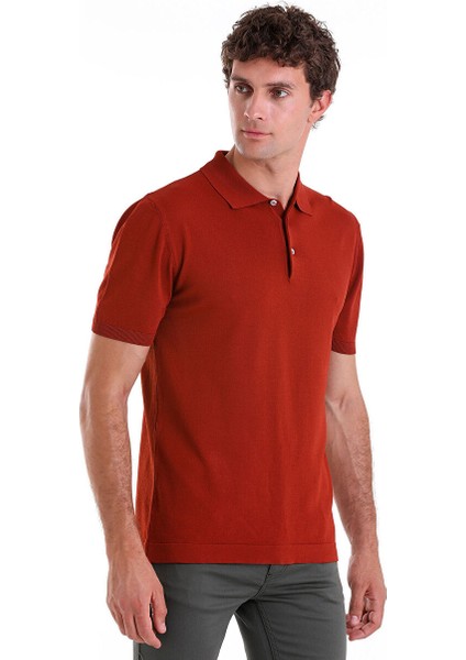 Bordo Regular Fit Düz Polo Yaka Tişört