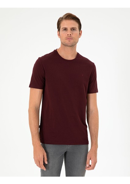 Bordo Slim Fit Basic Tişört
