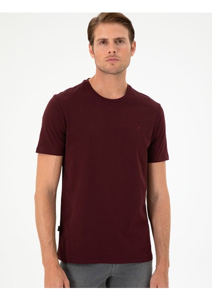 Bordo Slim Fit Basic Tişört