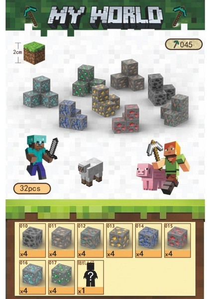 Minecraft Manyetik Kare Mıknatıs Büyük Yapı Bloğu Montajı (Yurt Dışından)