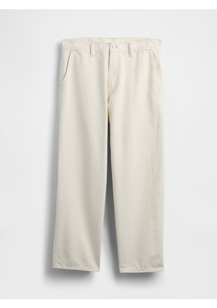 Erkek Kırık Beyaz Baggy Carpenter Jean Pantolon fiyatları