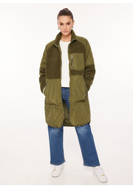 Haki Kadın Kaban Onlohıo Quılt Mıx Fleece Coat cc Ot