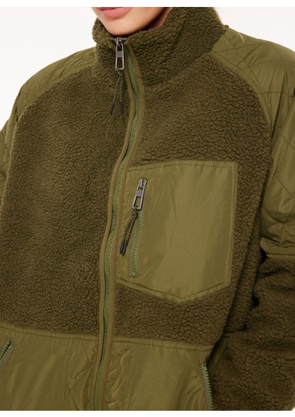 Haki Kadın Kaban Onlohıo Quılt Mıx Fleece Coat cc Ot fırsatları