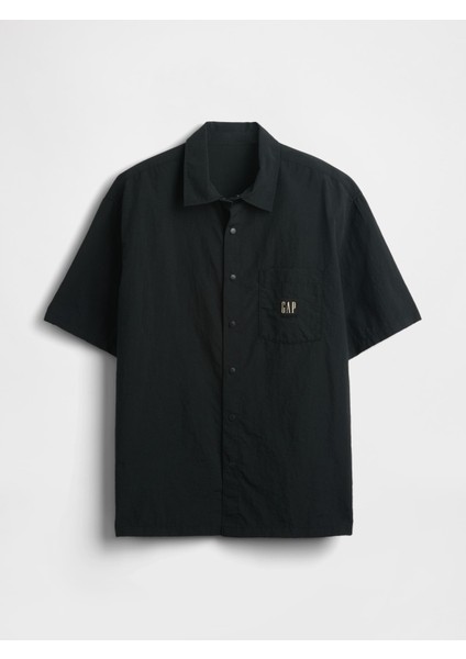 Erkek Siyah %100 Geri Dönüştürülmüş Relaxed Gömlek fiyatları