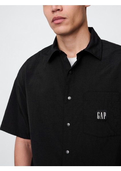 Erkek Siyah %100 Geri Dönüştürülmüş Relaxed Gömlek modelleri