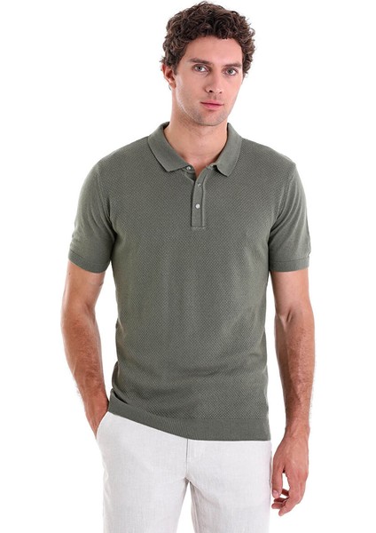 Haki Regular Fit Düz Pamuklu Polo Yaka Triko Tişört fiyatları