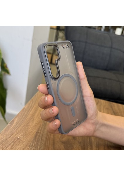Samsung Galaxy S25 Uyumlu Kılıf Zebana Vault Silikon Kılıf (Kablosuz Şarj Destekli) Gri fiyatları