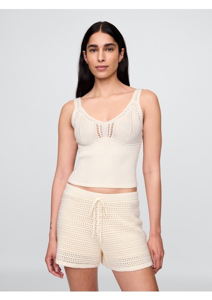 Kadın Krem Kroşe Atlet