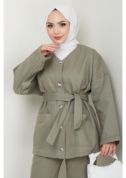 Kemerli Ceket Pantolon Gabardin Takım 1557 - Mint fırsatları