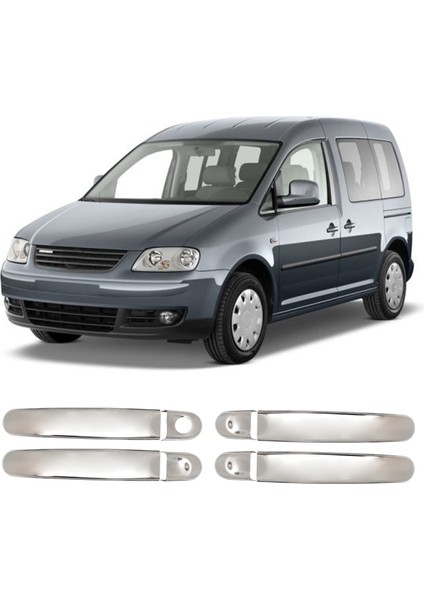 Volkswagen Caddy Uyumlu 2004-2010 Krom Kapı Kolu 4 Kapı Paslanmaz Çelik