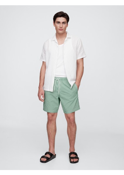 Erkek Yeşil 6" Relaxed Seersucker Mayo