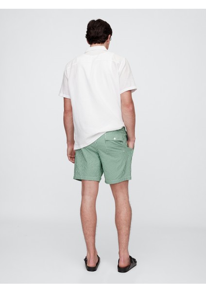 Erkek Yeşil 6" Relaxed Seersucker Mayo fırsatları