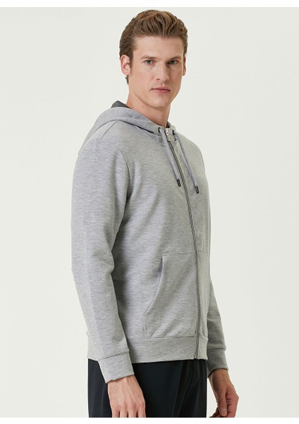 Gri Erkek Kapüşon Slim Fit Düz Sweatshirt 1093011 modelleri