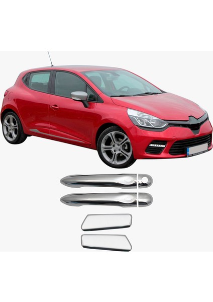 Renault Clio 4 Uyumlu 2012-2018 Krom Kapı Kolu 4 Kapı Sensörlü Paslanmaz Çelik