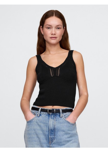 Kadın Siyah Kroşe Atlet