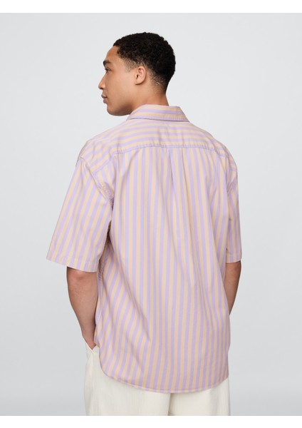 Erkek Açık Lila Organik Pamuk Oversize Poplin Gömlek fırsatları