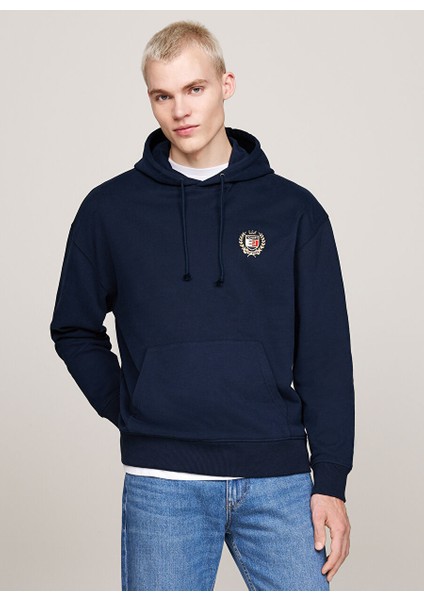 Lacivert Erkek Kapüşon Regular Fit Nakışlı Sweatshirt DM0DM19762C1G Reg Tj F