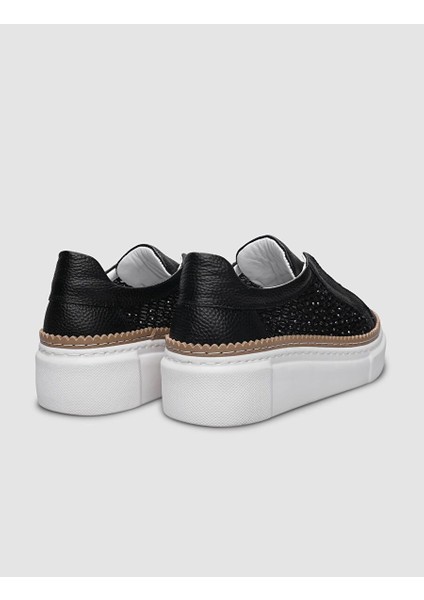 Siyah Kadın Deri - Lastik Sneaker 124686