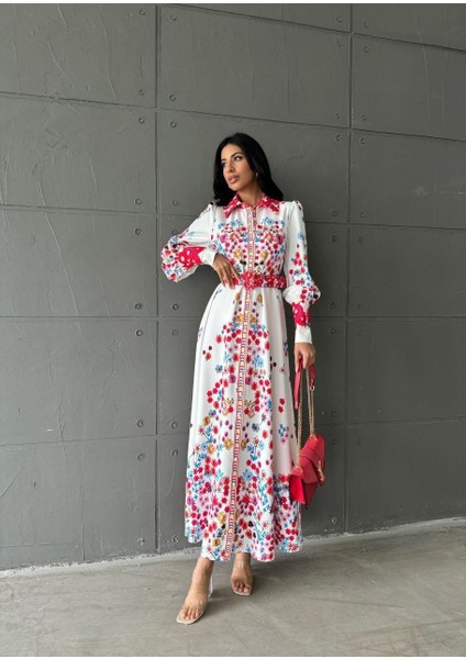 Atlas Kumaş Elbise (Kemer Dahildir)