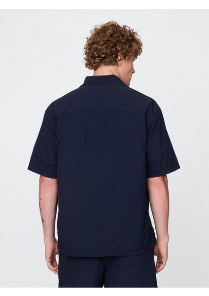 Erkek Lacivert %100 Geri Dönüştürülmüş Relaxed Gömlek fırsatları