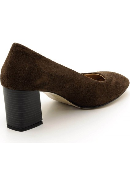 1453 Kahve Süet Topuklu Büyük Numara Kadın Ayakkabıları modelleri