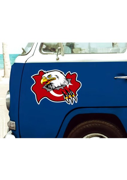 Türk Bayrağı Kartal Sticker Araba Oto Motosiklet Etiket 01134