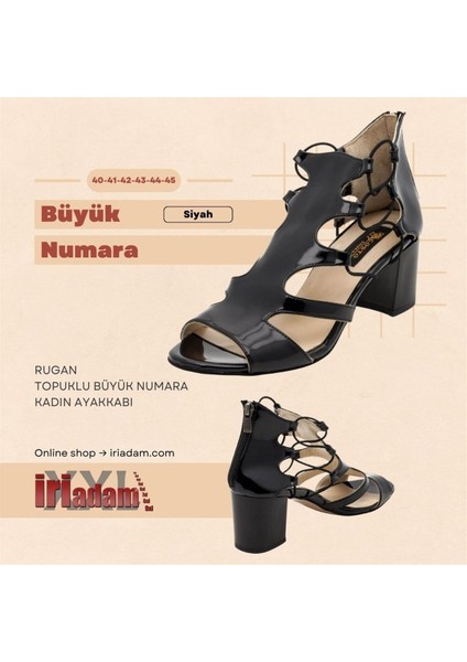 17428 Siyah Rugan Topuklu Büyük Numara Kadın Ayakkabıları fiyatları
