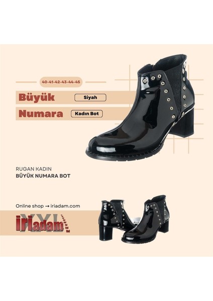 K268-1 Siyah Rugan Kadın Büyük Numara Bot fiyatları