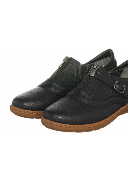 DRL1017 Siyah Büyük Numara Gündelik Rahat Geniş Kalıp Babet Ayakkabı indirimleri