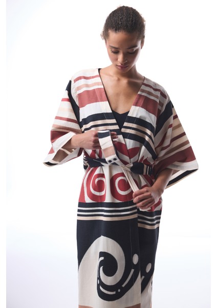 Etnik Desenli Shay Uzun Kimono modelleri
