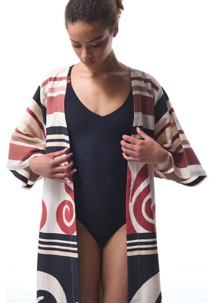 Etnik Desenli Shay Uzun Kimono fırsatları