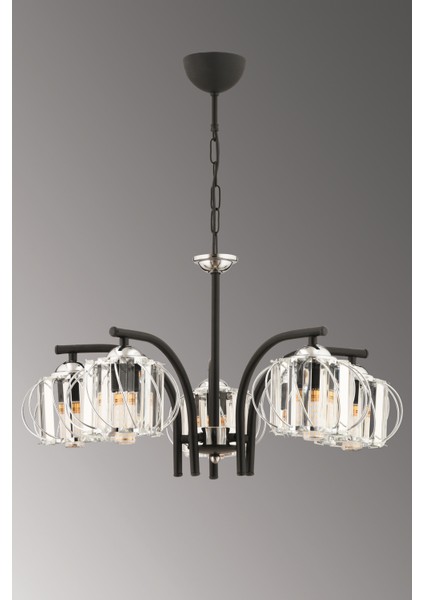 ESSLİGHT MOLDE 5 Lİ KROM AVİZE (KRİSTAL TAŞLI) SALON OTURMA ODASI MUTFAK GENÇ ODASI OFİS