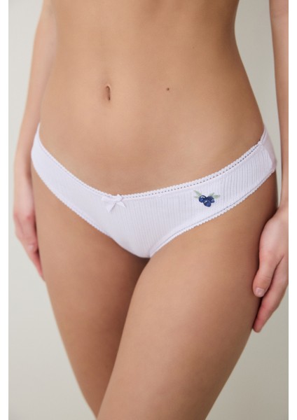 Pointelle Pamuklu V Shape Lila Brazilian Külot