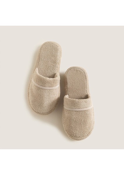 Solid Unisex Terlik Koyu Bej