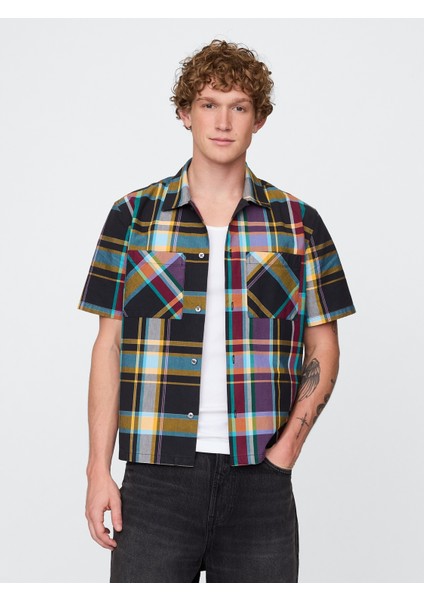 Erkek Siyah Kareli Oxford Gömlek