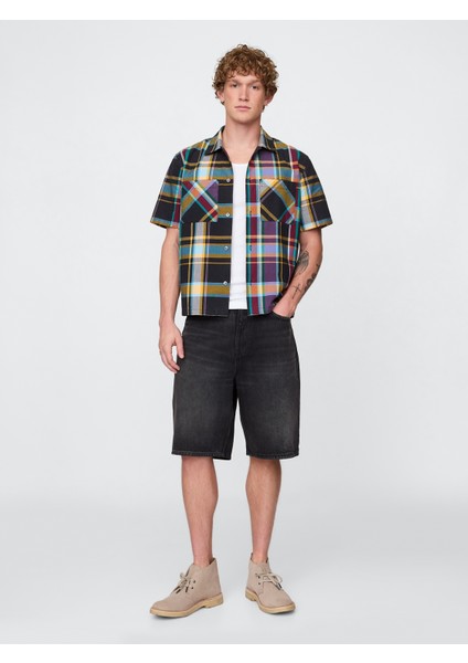 Erkek Siyah Kareli Oxford Gömlek indirimleri