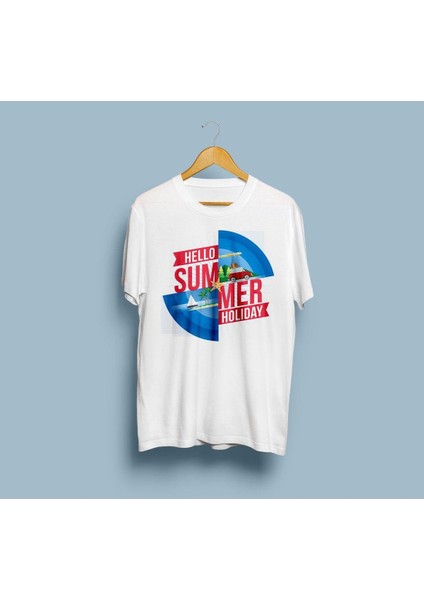 Oversize Yaz Tatili / Hello Summer Holiday Tasarım Unisex T-Shirt