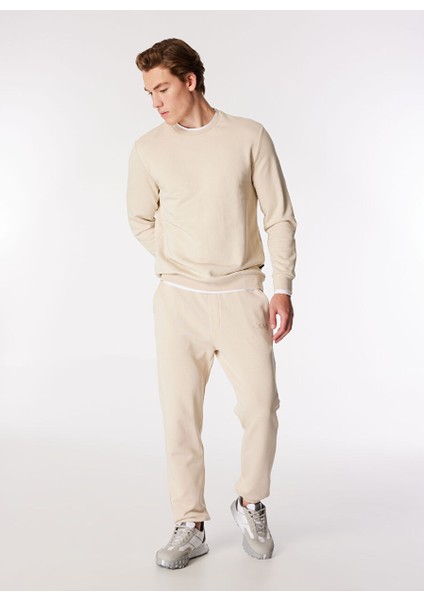 Bej Erkek Bisiklet Yaka Relaxed Sweatshirt J4WM-SWT7355