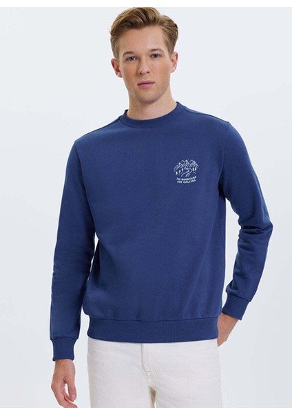 Mavi Baskılı Bisiklet Yaka Pamuklu Regular Fit Erkek Sweatshirt Wmlıne Call