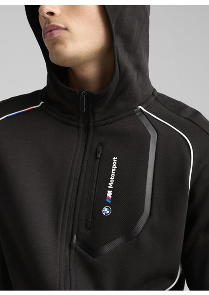 63061501 Bmw Mms Hooded Sweat Jacke Gri Kapüşon Yaka Regular Fit Erkek Zip Ceket