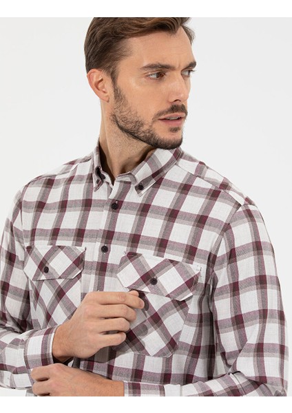 Bordo Comfort Fit Uzun Kollu Gömlek fiyatları