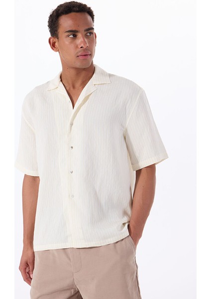 Gmg Fırenze Ekru Erkek Apaş Slim Fit Gömlek GU25MSS02215