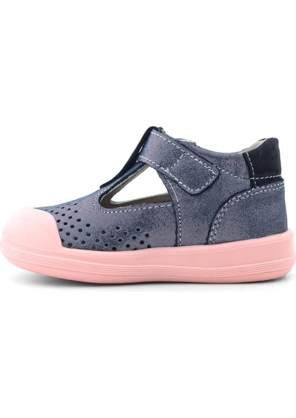 Shaun Hakiki Deri Lacivert Simli Cırtlı Anatomik Bebek Sandalet fırsatları