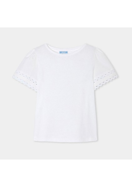 Kız Çocuk Kroket Kurdele Kollu T-Shirt