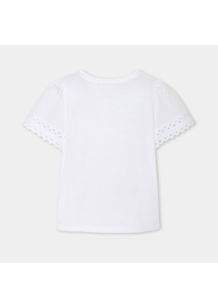 Kız Çocuk Kroket Kurdele Kollu T-Shirt