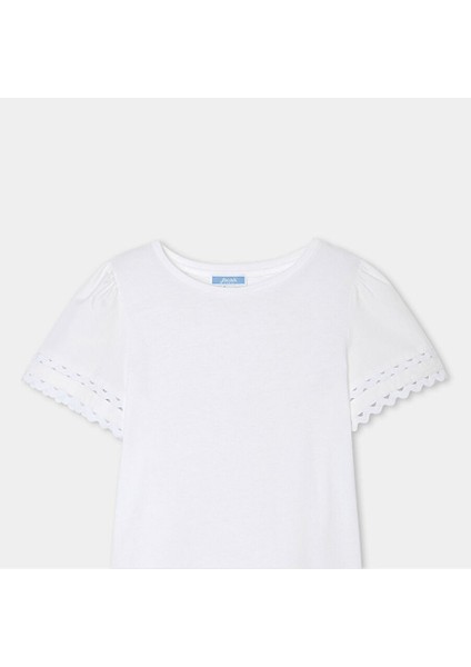 Kız Çocuk Kroket Kurdele Kollu T-Shirt