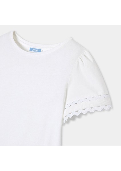 Kız Çocuk Kroket Kurdele Kollu T-Shirt
