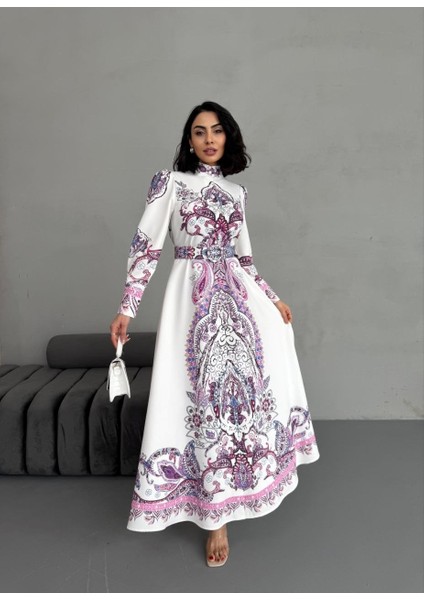 Atlas Kumaş Elbise (Kemer Dahildir)