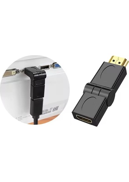 HDMI 270° Erkek – Dişi Köşe Adaptör – 4K Destekli, TV ve Monitör Uyumu