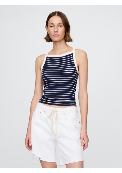 Kadın Lacivert Halter Yaka Modern Atlet